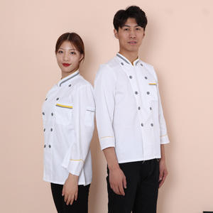 Vêtements de <span class=keywords><strong>chef</strong></span> en sergé à manches longues unisexe, vêtements de travail automne-hiver auto-produits pour hommes et femmes, restaurant, cuisine, pâtisserie - Product Image 4