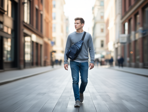 Borsa da petto da uomo in nylon con chiusura a cerniera, stile sportivo, per tutte le stagioni M12009 - Product Image 2