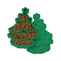 Gamelle de Noël Moderne, Luxueuse et Élégante pour Animaux de Compagnie, Distributeur Lent en Silicone, Design Arbre, 2-en-1 pour Chien et Chat, Solide, Écologique et Facile à Nettoyer
