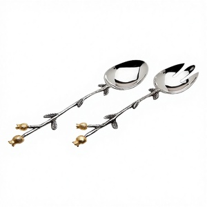 Vintage Branch Style <b>Gold</b> Plated Stainless Steel <b>Spoon</b> Set Eggplant Design Short Handle Mirror Eco-Friendly Party Use Hot Sale - Product Image 2