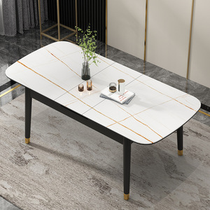 Ensemble de table à manger moderne et minimaliste en pierre frittée pliable, table rectangulaire avec cuisinière à <span class=keywords><strong>induction</strong></span> rétractable <span class=keywords><strong>pour</strong></span> petite maison - Product Image 5