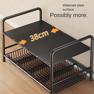 Modern <b>Kitchen</b> Retractable Drain Trough Storage <b>Rack</b> with Layered Pot <b>Rack</b> Multifunctional Organizing <b>Rack</b> - Product Image 3