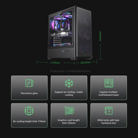 Hot Sale Gaming Computer Case MicroATX ITX Tower PC Case Tempered Glass Side Panel USB 3.0, Computer Cases Gaming Desktop