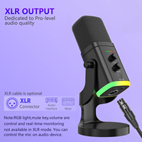 Microphone Podcast Noir Plug-and-Play RVB Filaire avec Support, Filtre Anti-Pop et Câble USB pour PC Gaming et Conférences