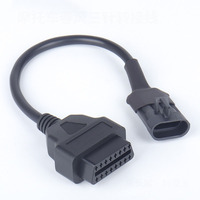Cable de Conversión de 3 Pines a OBDII de 16 Pines Hembra, Conector Universal para Escáner de ECU de Motocicleta, Cable de Extensión para Diagnóstico de Motocicletas