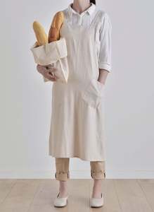 Delantales de Cocina Ecológicos de Lino y Algodón, Delantal de Jardín con Tirantes Cruzados, Vestido Delantal para Mujer con Bolsillos - Product Image 3