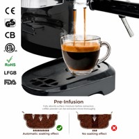 Machine à café expresso semi-automatique professionnelle 19 bars avec moulin intégré, manomètre, mousseur à lait, programmable, OEM ODM