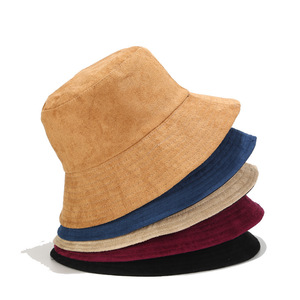 Unisex Suede Velvet <b>Bucket</b> <b>Hat</b> <b>Reversible</b> Wide Brim Fisherman Cap Custom Logo Outdoor Sun <b>Hat</b> - Product Image 1