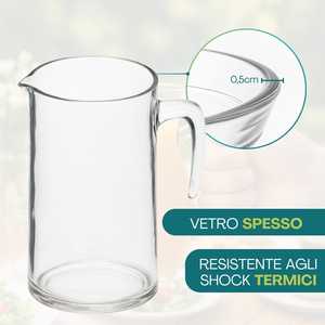 Caraffa in vetro da 1 litro con coperchio rosso e beccuccio, manico ergonomico per servire succhi, acqua e bevande - Product Image 4