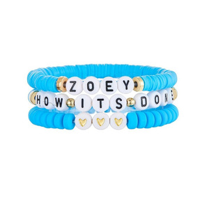 2024 Großhandel Maßgefertigte Polymer-Tonperlen Armband Schmuck Personalisiertes Namens-Buchstaben-Freundschaftsarmband für Frauen - Product Image 6