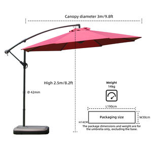 Sombrilla de <span class=keywords><strong>Patio</strong></span> Desplazada de <span class=keywords><strong>10</strong></span> pies con Inclinación Ajustable, Sombrilla de <span class=keywords><strong>Patio</strong></span> Impermeable en Cantilever para Jardín Exterior - Product Image 6