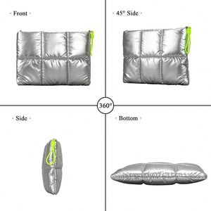 Housse matelassée argentée avec sangle compatible avec MacBook Air M4 13, M3, M2, M1 13.6, pochette pour ordinateur portable 13-14 pouces - Product Image 3