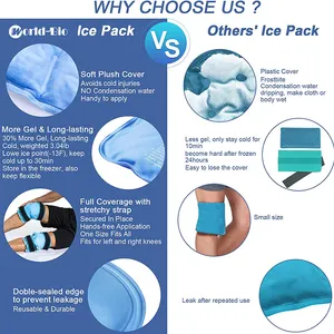 World-pacote de gel reutilizável para alívio de dor, envoltório gel para compressão e alívio de dor no gelo, gel quente e frio, para pernas e lesões