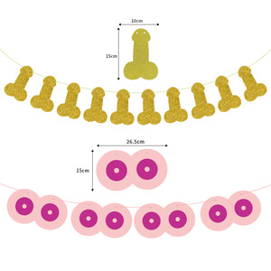 زينة حائط للحفلات لحفلات العزاب، أزياء تنكرية مخصصة بريق القضيب والقلب ملابس داخلية للصدر رايات للحفلات - Product Image 6
