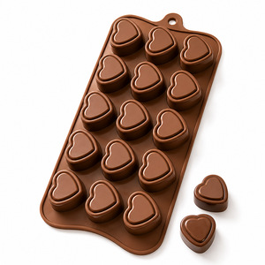 Heart-Shaped Silicone Chocolate Mold 15Cups DIY Ice Cube Cookie Fondant Mold Oven Safe Flexible Easy Release - Product Image 2