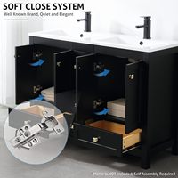 Meuble-lavabo double moderne sur pied de 48 ou 60 pouces avec robinet et évacuation intégrés