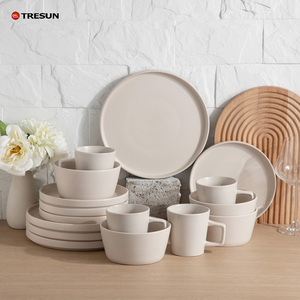 Set <span class=keywords><strong>di</strong></span> Stoviglie in Ceramica Stile Nordico Vintage, 16 Pezzi in Gres Opaco Bianco Sporco, <span class=keywords><strong>Servizio</strong></span> per 4 Persone a Prezzo <span class=keywords><strong>di</strong></span> Fabbrica - Product Image 2