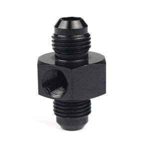Nouvel adaptateur de raccordement pour manomètre de pression de carburant AN4 mâle, union hexagonale 1/8 NPT, port latéral, aluminium noir/bleu, ajustement universel - Product Image 1