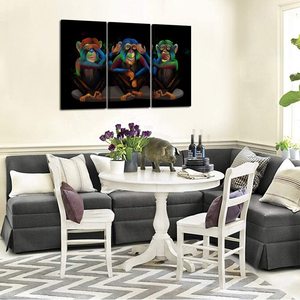 Quà Tặng Trang Trí Văn Phòng Tại Nhà Áp Phích Và In Hình Khỉ Đột Hiện Đại 3 Tấm Không Có Khỉ Ác Bán Sỉ Tranh In Nghệ Thuật Vải - Product Image 2