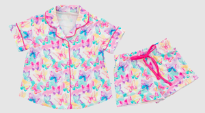 Completo <span class=keywords><strong>pigiama</strong></span> per bambina con stampa a farfalla, set di abbigliamento da notte per sorelle, all'ingrosso - Product Image 4