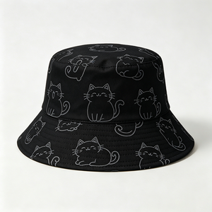 Chapeau Bob Unisexe avec Imprimé Chat Mignon et Broderie 3D, Réversible, Protection Solaire, Large Bord, Style Pêcheur, Décontracté, Été, Plage, Quotidien - Product Image 6