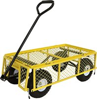 Chariot de jardin robuste en fonte, pliable, pneumatique 3.50-4, chariot à main à quatre roues, plateforme en maille, outils OEM, charge 250 kg