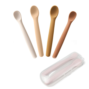 BPA Free an toàn Silicone uốn cong muỗng với PP Hộp bao bì cho ăn và đào tạo <span class=keywords><strong>Spoon</strong></span> Set cho bé LED cai sữa - Product Image 1