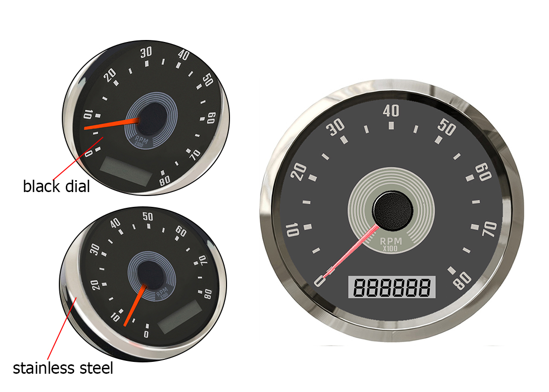 ELING Universele Toerenteller 8000RPM Tachometer voor Auto Marine Yacht Voertuig met Rode Backlight 85mm 9-32V