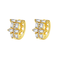 Boucles d'oreilles clips géométriques en laiton plaqué or 18 carats avec zircon, élégantes et imposantes, pour femmes, bureau/carrière 2022