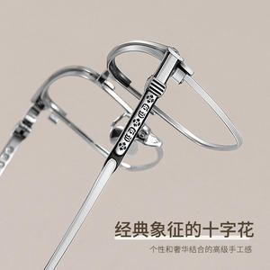 Monture de lunettes Kro demi-cerclée en titane CH5404 pour homme, style rétro, en titane pur, largeur moyenne, avec verres en plastique - Product Image 3