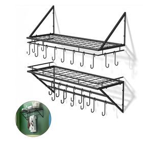 रसोई की दीवार फांसी भंडारण रैक कटोरे प्लेट लोहे के बर्तन और सीज़निंग रैक काले धातु कार्टन भंडारण धारक और रैक कास्ट आयरन - Product Image 2