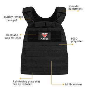 Chaleco Táctico Negro Personalizado ARTEX, Portaplacas con Corte Láser Molle, Liberación Rápida, Ligero, para Operaciones Especiales y Caza - Product Image 3