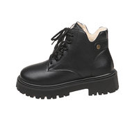 Bottines à plateforme pour femmes, à lacets, doublées de polaire, à semelle épaisse, style combat, chaussures de mode automne-hiver, 2 couleurs