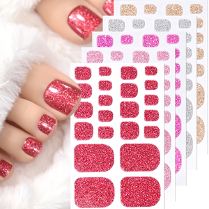 22 conseils rouge Gel orteil ongle autocollant paillettes paillettes couleur pas de cuisson pédicure auto-adhésif ongle autocollant pied ongles enveloppes - Product Image 1