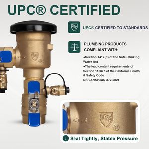 Ondaqua 1 Inch Brass Pressure Vacuum Breaker 400 Psi <b>Sprinkler</b> Backflow Preventer For Farm <b>Irrigation</b> Systems - Product Image 2
