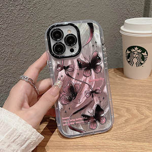 Coque pour iPhone 17, nouvelle coque de protection intégrale antichoc avec bracelet papillon rose créatif haut de gamme - Product Image 4
