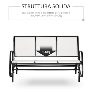 For Outsunny <b>3</b>-<b>Seater</b> Beige Metal <b>Garden</b> <b>Swing</b> Bench Breathable Mesh Fabric 147x75x85cm Patio <b>Swing</b> Bench - Product Image 6