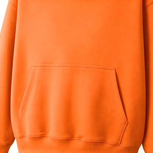 Men's Oversized Hooded <b>Sweatshirt</b> Solid Orange French Terry Casual Pocket Hoodie Regular Sleeve Autumn Wear - Product Image 2