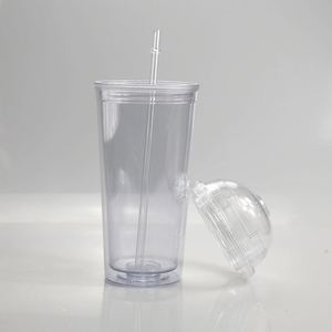 Vaso Reutilizable Personalizado de 16oz/24oz, Vaso Acrílico de Doble Pared con Tapa de Cúpula y Pajita, Estilo Bola de Nieve - Product Image 1