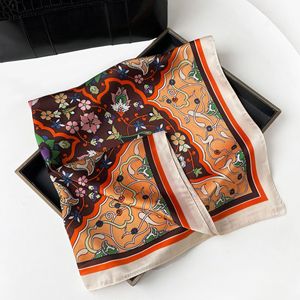 Polyester <b>Silk</b> Satin Luxury Autumn Flower <b>Scarf</b> 70x70cm <b>Square</b> Neckerchief Custom Printed Design <b>Scarf</b> Wholesale - Product Image 4