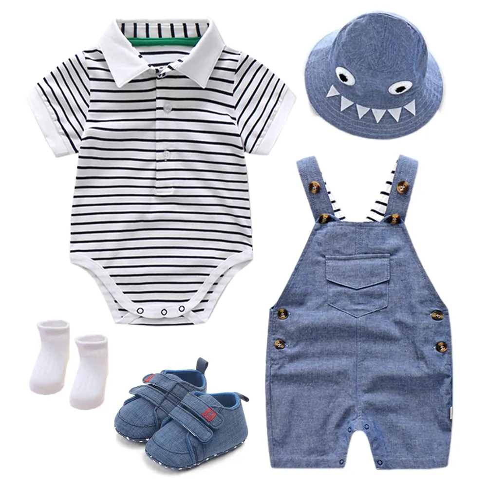 2023 Summer Baby Boy Clothes 03 6 Months Newborn Baby Clothing Stripe Rompers Shirt Infant Clothes Cotton Toddler Boy Clothes