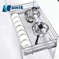 Panier coulissant en acier inoxydable 304 chromé pour tiroir de cuisine, organisateur d'armoire, gain de place, taille personnalisable, étagère de rangement