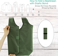 Sacs d'épicerie en polyester ripstop lavables en machine, pliables et réutilisables, personnalisés Sacs fourre-tout avec poignées