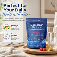 Compléments de glycinate de magnésium non OGM OEM, nutrition sportive, poudre d'électrolytes en sachet pour la relaxation, la concentration et le sommeil des adultes