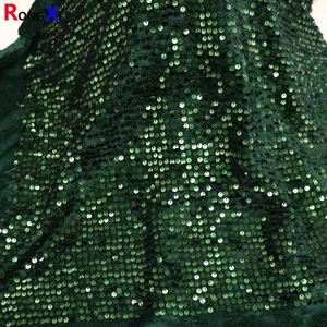 Dark Green RXF1931 5mm Professional Sequin <strong>Embroidery</strong> Fabric <strong>Material</strong> With Velvet Based for Fancy Dresses - Product Image 1