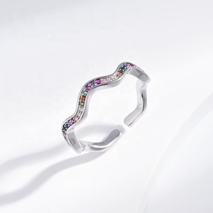 custom plata 925 sterling <b>silver</b> <b>adjustable</b> natural stone <b>ring</b> bulk fashion wedding 14k gold plated colorful zircon ladies <b>rings</b> - Product Image 4