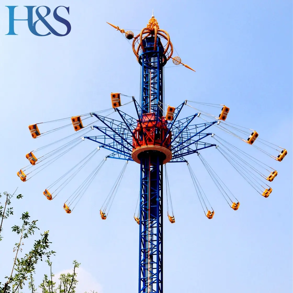 Neues Design und günstige Vergnügung spark fahrten Flying Tower Ride Andere Vergnügung spark produkte 36 Seat Sky Flyer Ride