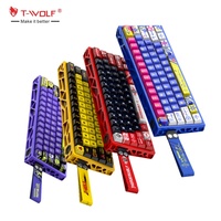 Teclado Mecánico Magnético con Cable T-WOLF T90, Frecuencia de Sondeo de 8000 Hz, Teclado de Aleación de Aluminio, Teclado Mecánico Hueco