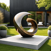 Sculpture Circulaire Moderne en Métal pour Cour, Pelouse, Entrée de Resort et Projet de Paysage Contemporain