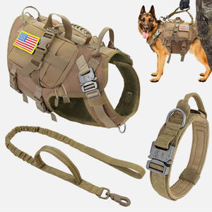 사용자 정의 전술 패딩 무거운 의무 조정 가능한 패션 서비스 개 목걸이 가죽 끈 배낭 하네스 스카프 큰 개를위한 풀 세트 없음 - Product Image 1